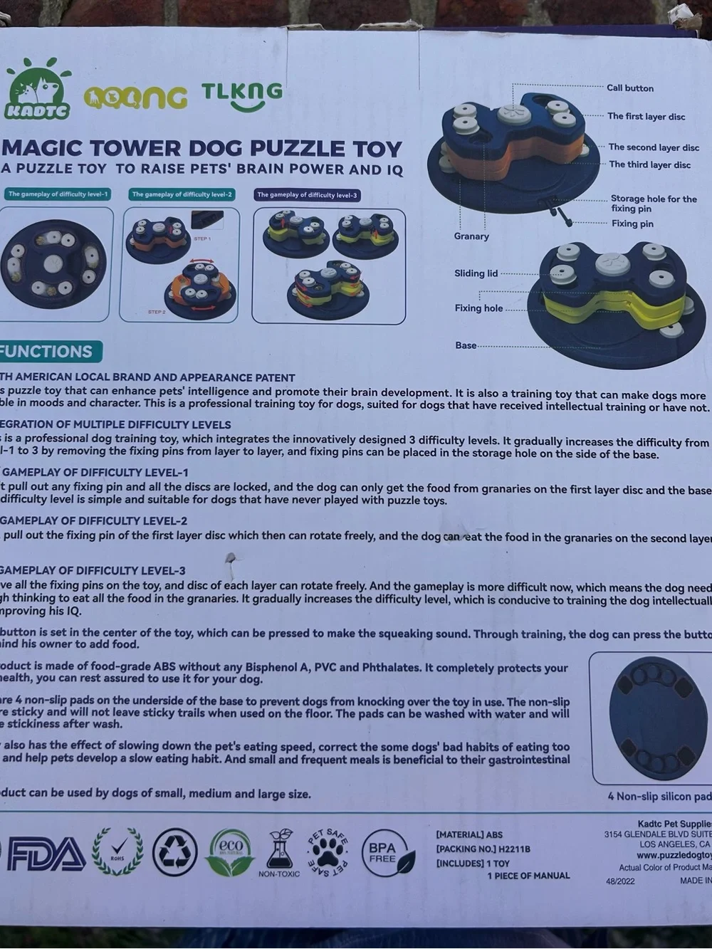 KADTC Magic Tower Dog Puzzle Toy - Blue & Yellow